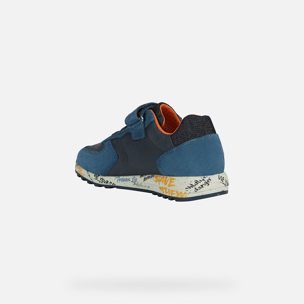 Tenis Geox Menino Azul Marinho/Laranja - Alben - GWBLQ5068